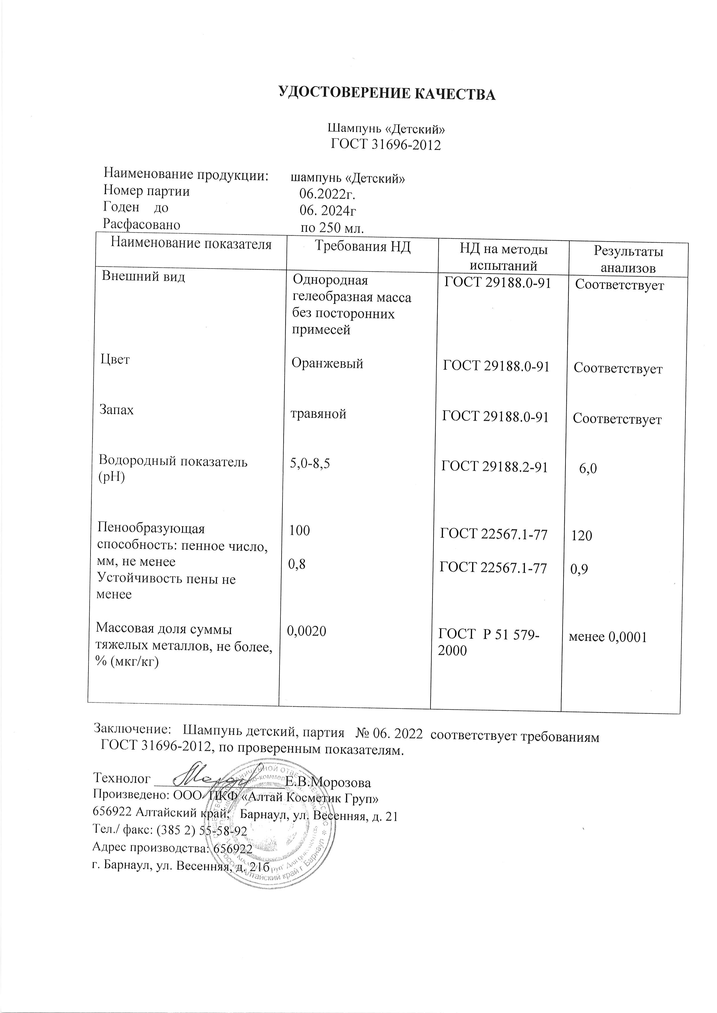 Паспорт №062022